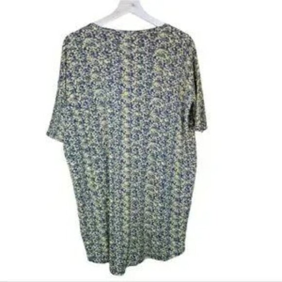 LuLaRoe Irma Tunic Oversized Top Women’s Size XS Blue & Yellow relaxed shirt - Picture 2 of 7